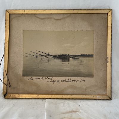 Framed Photograph Schooner Alice M. Clark, wrecked