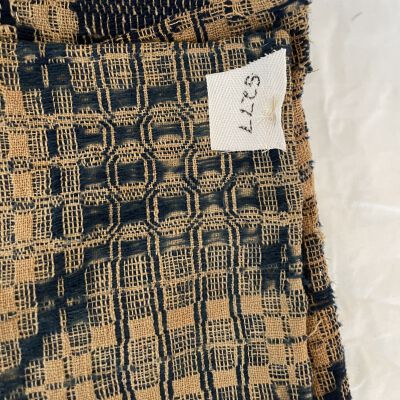 Piece of a Blue and White Woven Coverlet