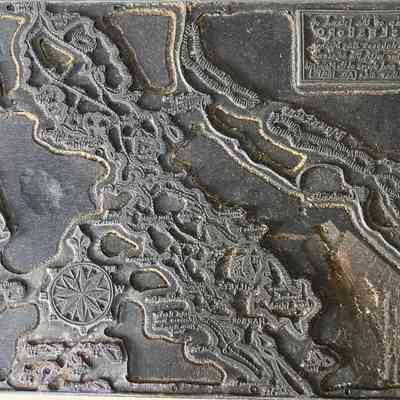 Printing block for Islesboro map used in Farrow's history