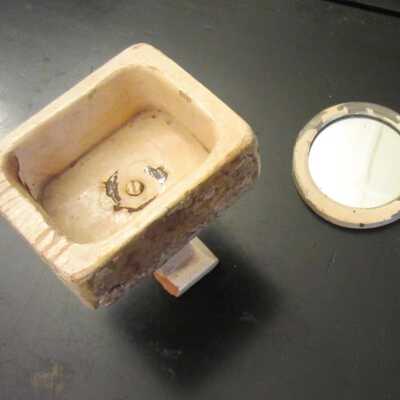 Bathroom sink and mirror, dollhouse