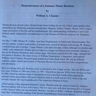 "Remembrances of a Summer Maine Resident"
