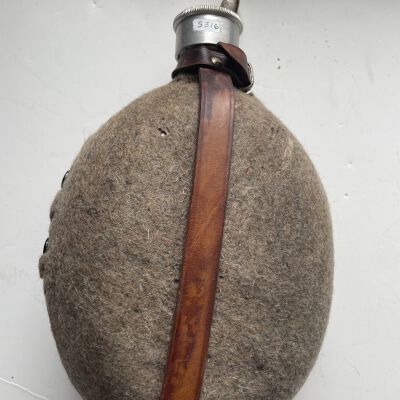 Tin Canteen with Felt Pouch and Leather Strap