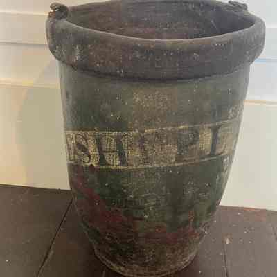 Painted leather fire bucket