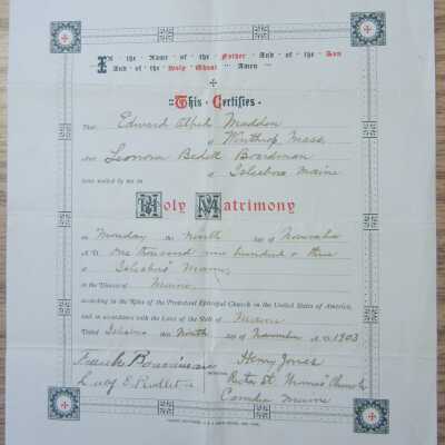 Certificate, Marriage