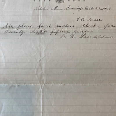 Note accompanying payment of invoice