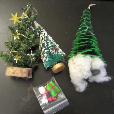 Christmas trees and gifts, dollhouse