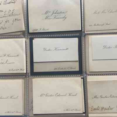 Collection of calling cards received by Susan Tiffany Player