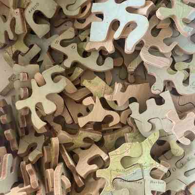 Wooden puzzle of the Islesboro Quadrangle topographic map