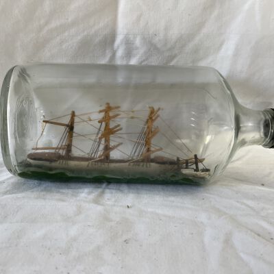 Steam Vessel and bark ship in a bottle