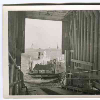 Postcard of the Gov. Brann leaving the ferry slip