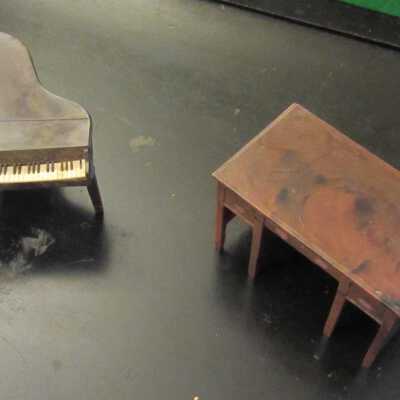Desk and piano, dollhouse