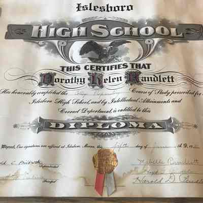 IHS Diploma of Dorothy Helen Randlett