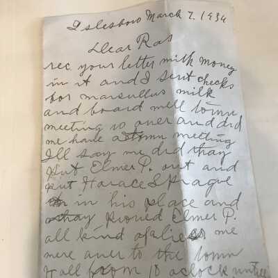 Personal Correspondence to Erastus D. Williams