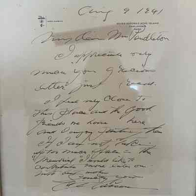 Framed Letter from C. D. Gibson to Mrs. Pendleton