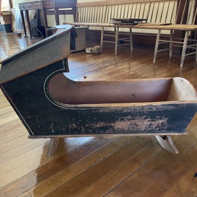 Pine Decorated Hooded Cradle