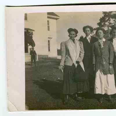 Postcard of Ruby Sprague, Josephine Smith, Olive Wescott and one unidentified girl