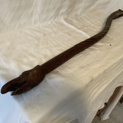Wooden Carved Tiller, owned by Captain Charles Hatch