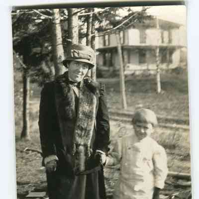 Postcard of Grace Pendleton with nephew
