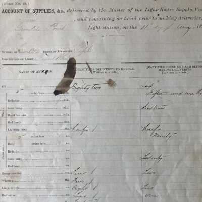 Account of supplies delivered to "Grindel's Point Light-station," 11 August 1874