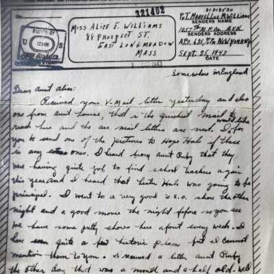 Letters, Marcellus Williams to Alice Williams