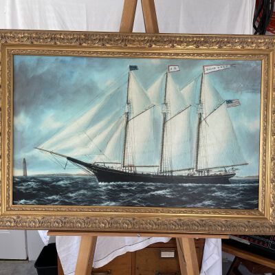 Reproduction of an Oil Painting of a Schooner Abbie C. Stubbs.