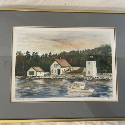Watercolor Painting of Grindle Point Lighthouse