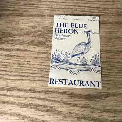 Blue Heron Restaurant advertising card