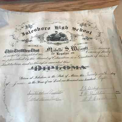 IHS Diploma of Mabelle S. Wescott