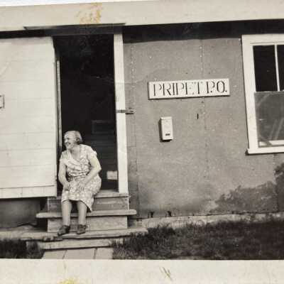 Shirley Beckett at the Pripet Post Office