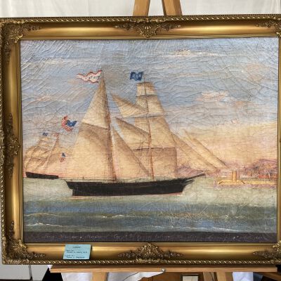 Reproduced Oil Painting of Two Masted Schooner