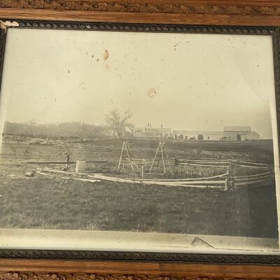 Framed Picture of Farm House and Garden