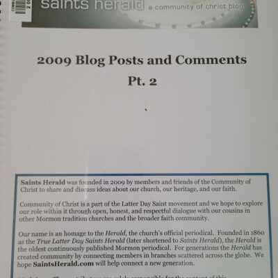 2009 Blog Posts and Comments Saints Herald a Community of Christ Blog Part 2