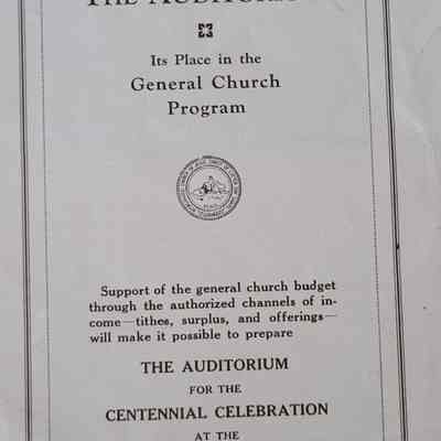 The Auditorium: Its Place in the General Church Program