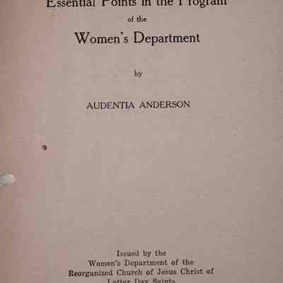 Objectives and Essential Points in the Program of the Women's Department by Audentia Anderson