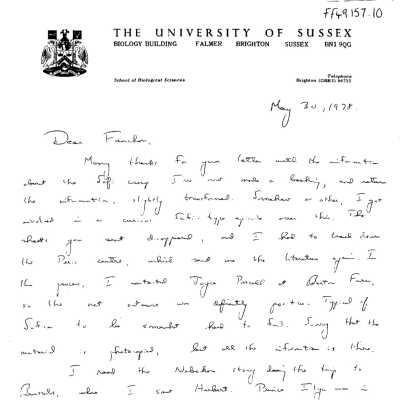 FF459.157.10 - Numerous letters to Fanchon from Brian