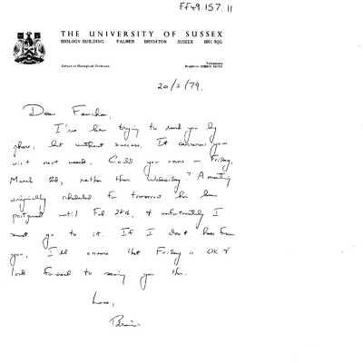 FF459.157.11 - Numerous letters to Fanchon from Brian