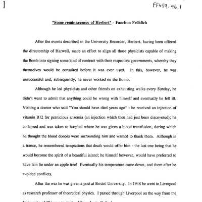 FF459.96 - Reminiscences of Herbert