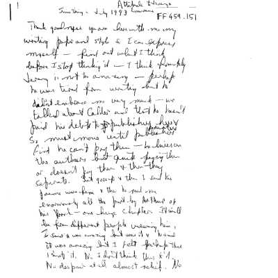 FF459.151 - Note - 'Attitude' to Jeremy and Lawrence'