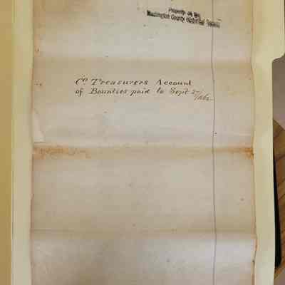 County Treasurers Account of Bounties paid to Civil War Soldiers September 27, 1862