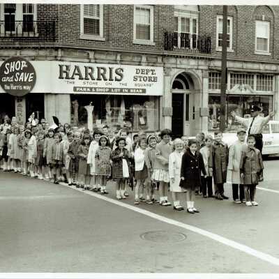 1960's Photograph of Children Crossing the Street in Hudson Falls