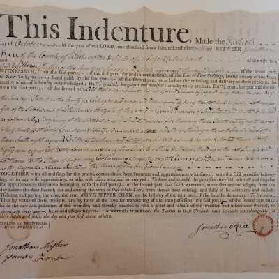 1793 Land Indenture from Easton, NY