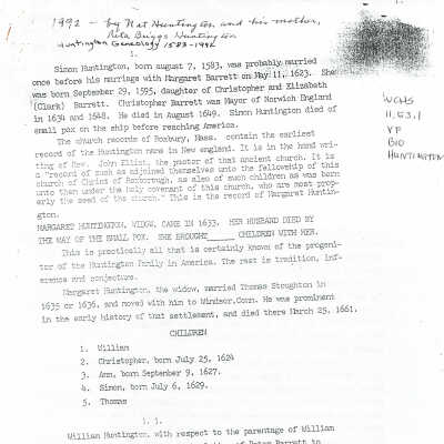 Huntington Genealogy 1583-1992