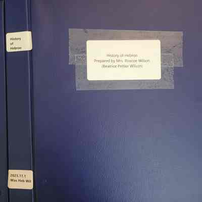History of Hebron prepared by Beatrice Peltier Wilson