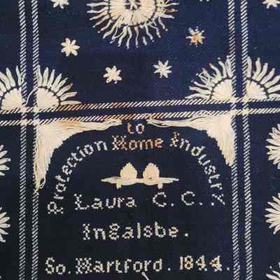"Protection to Home Industry" Laura C.C. Ingalsbe Handmade Blanket South Hartford 1844