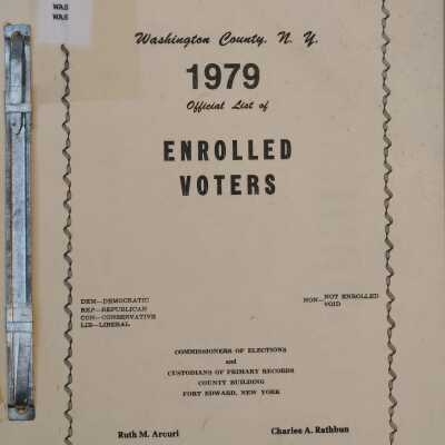 Washington County NY 1979 Official List Of Enrolled Voters