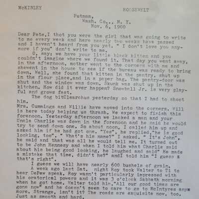 Lulu Lidgerwood Letters to Elizabeth "Bess" Paterson and Lois Paterson describing the happenings of Putnam, NY