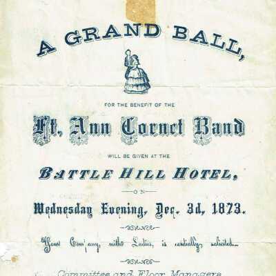 1873 Fort Ann Cornet Band Fundraiser Invitation
