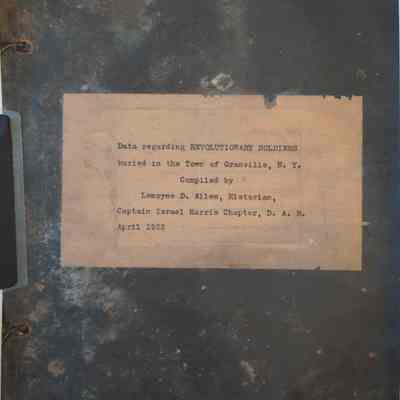 Data Regarding Revolutionary Soldiers buried in the Town of Granville, N.Y.