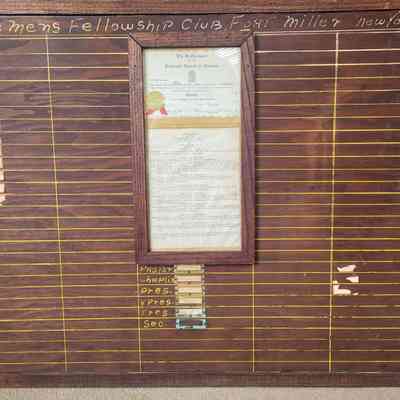 The Mens Fellowship Club, Fort Miller New York Member Board and Charter 1952