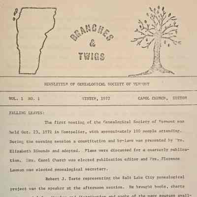 Branches And Twigs: Bulletin Of The Genealogical Society Of Vermont